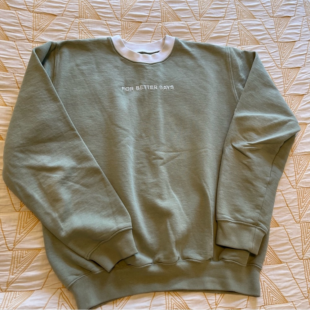 ☀️MUST GO free ship! For Days Green Crewneck Sweatshirt - White Collar - Small - Picture 8 of 9